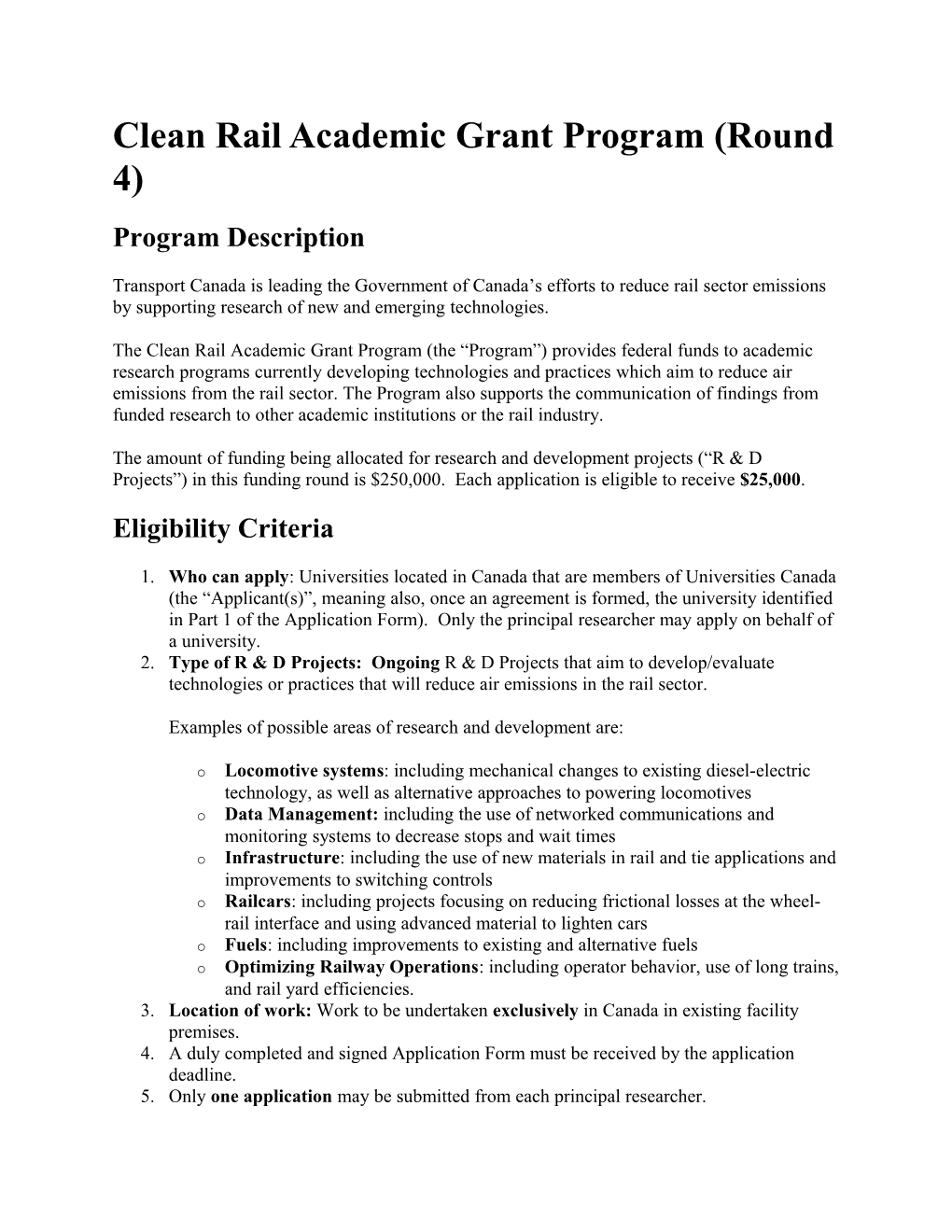 Clean Rail Academic Grant Program (Round 4)