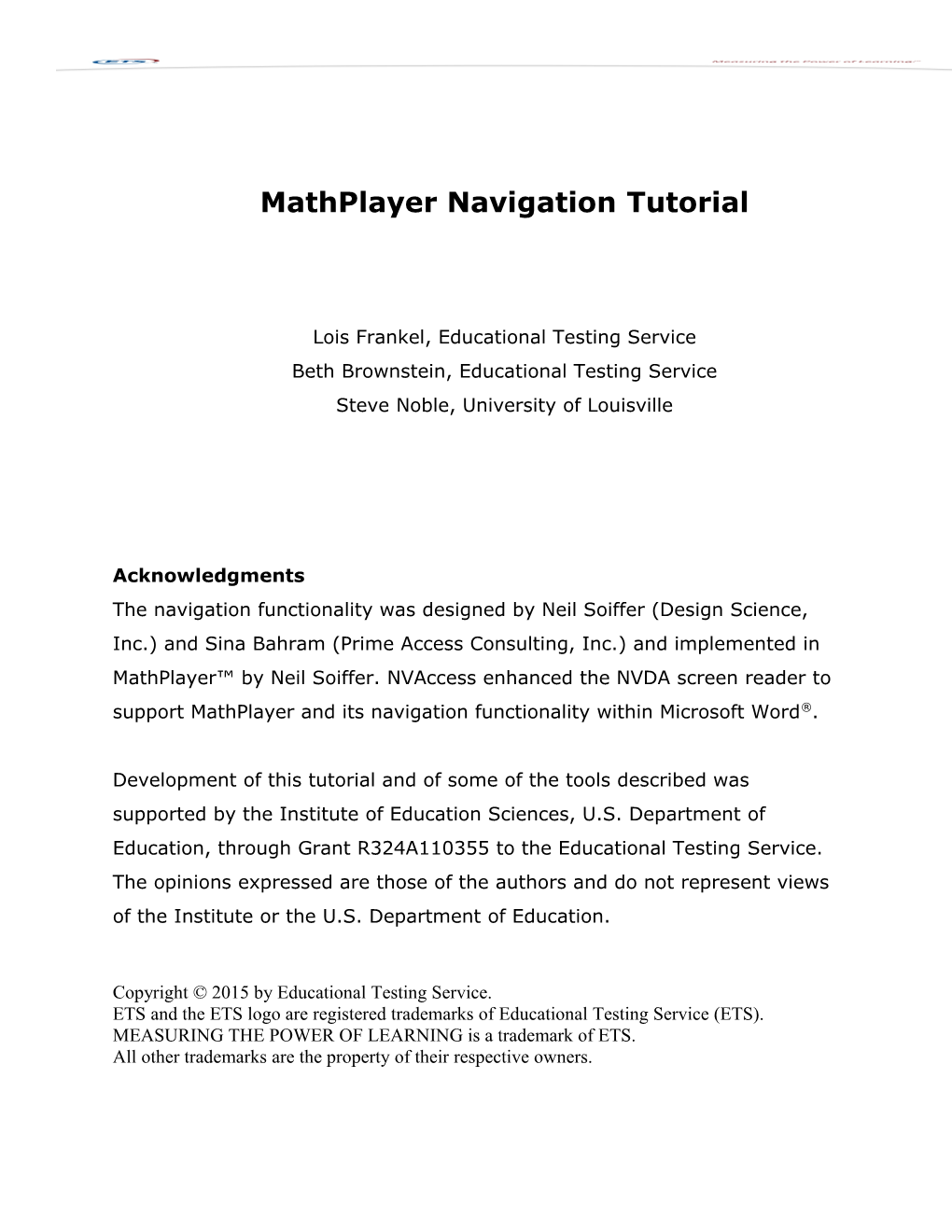 Mathplayer Navigation Tutorial