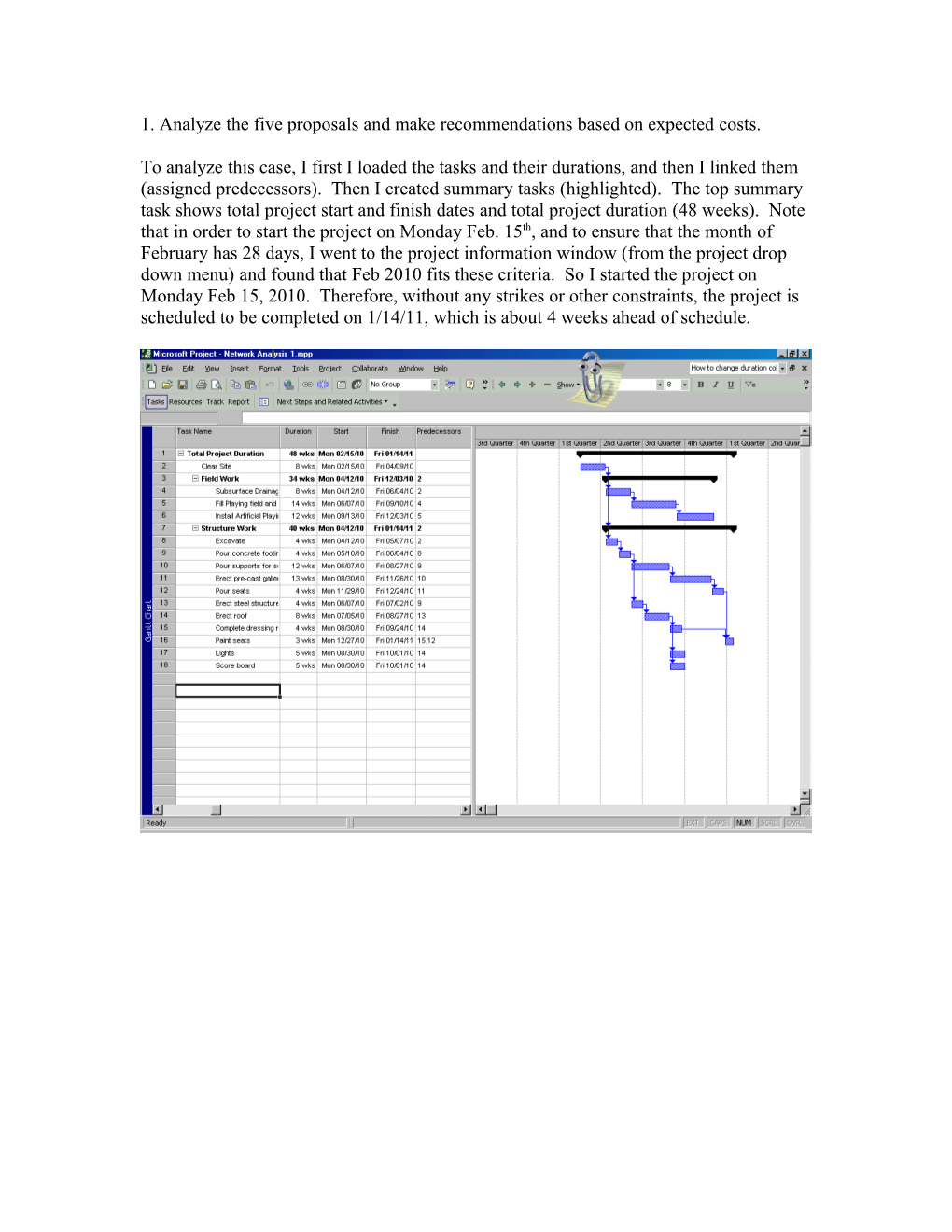 1. Analyze the Five Proposals and Make Recommendations Based on Expected Costs