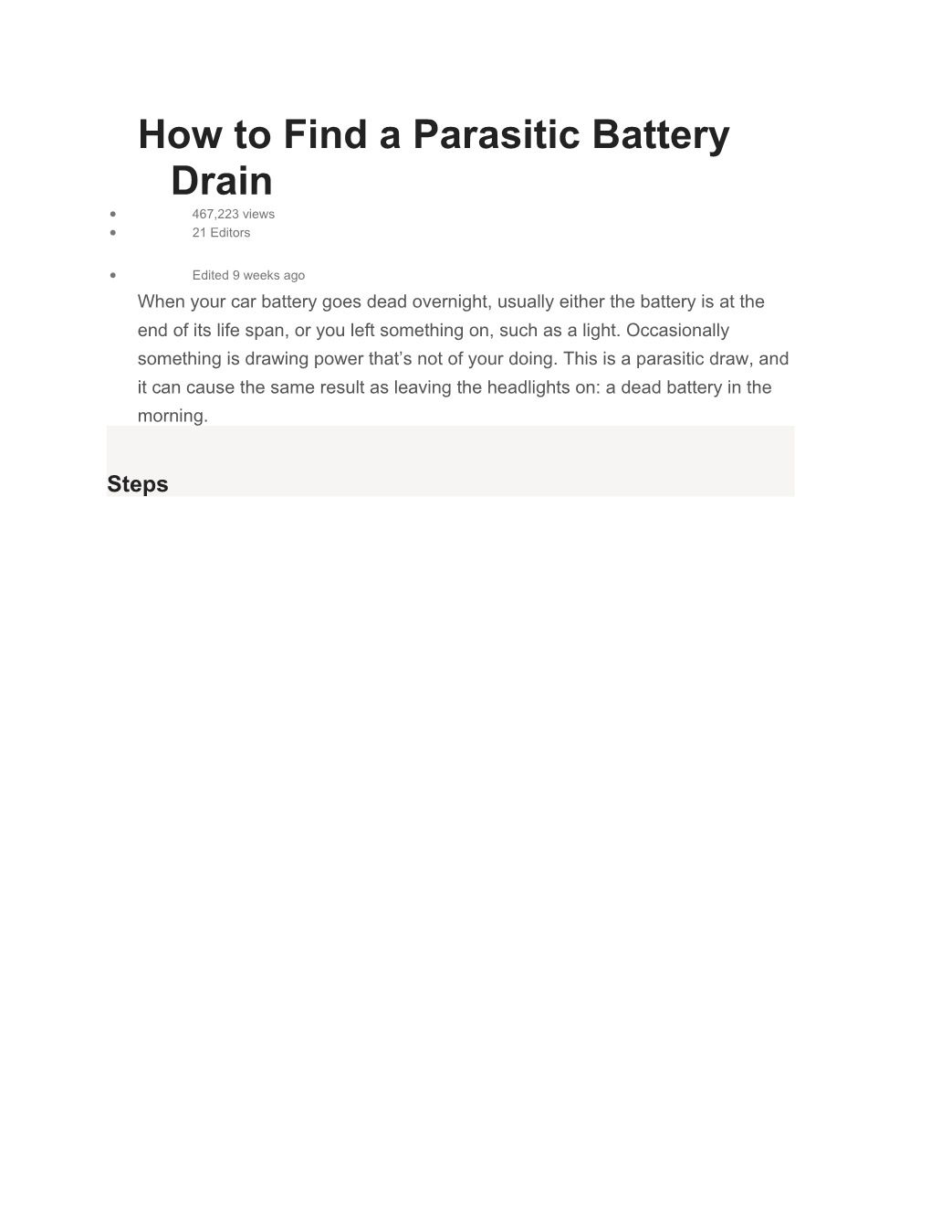 How to Find a Parasitic Battery Drain