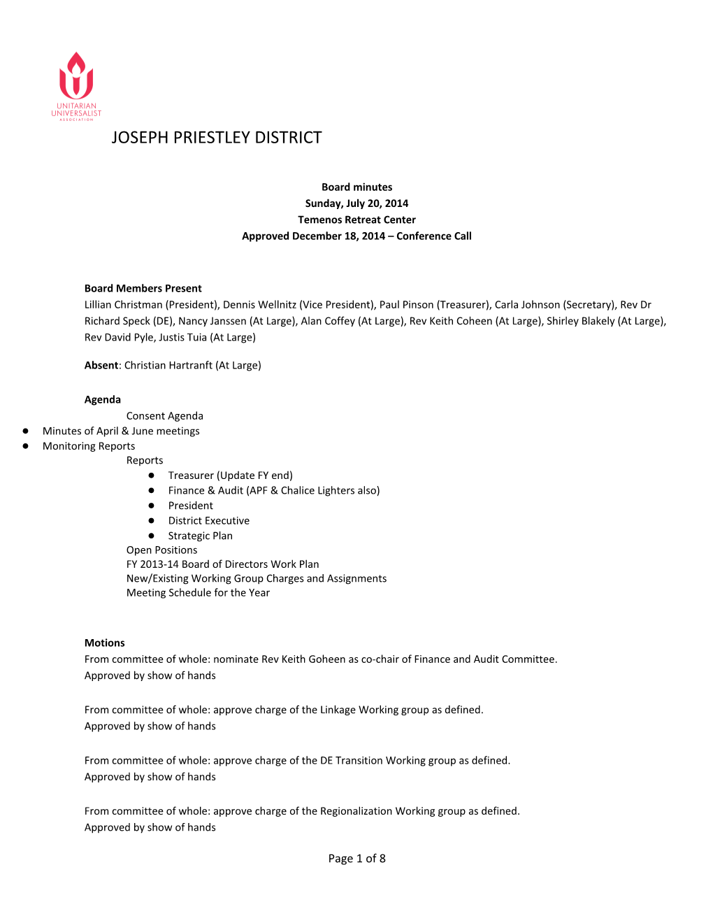 2014-07-20 JPD Board Meeting DRAFT s1