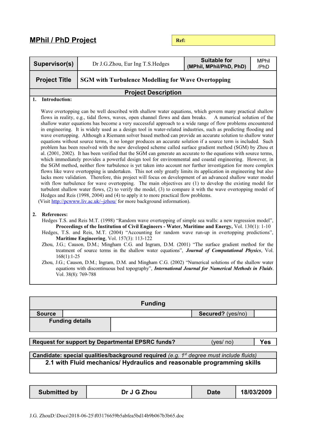 NEW Mphil / Phd Project