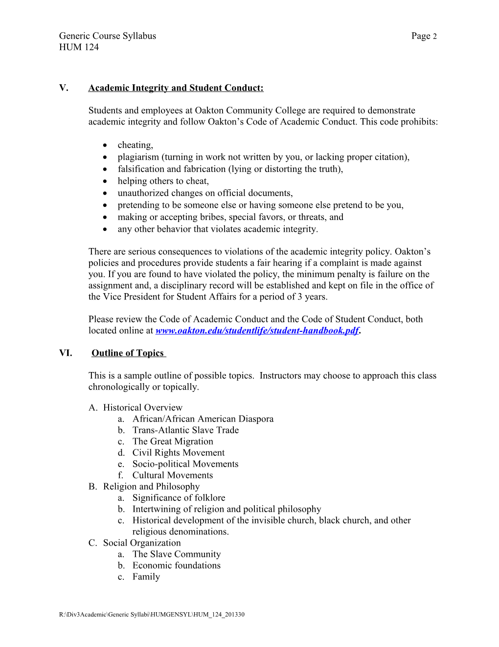 Generic Course Syllabus Page 5