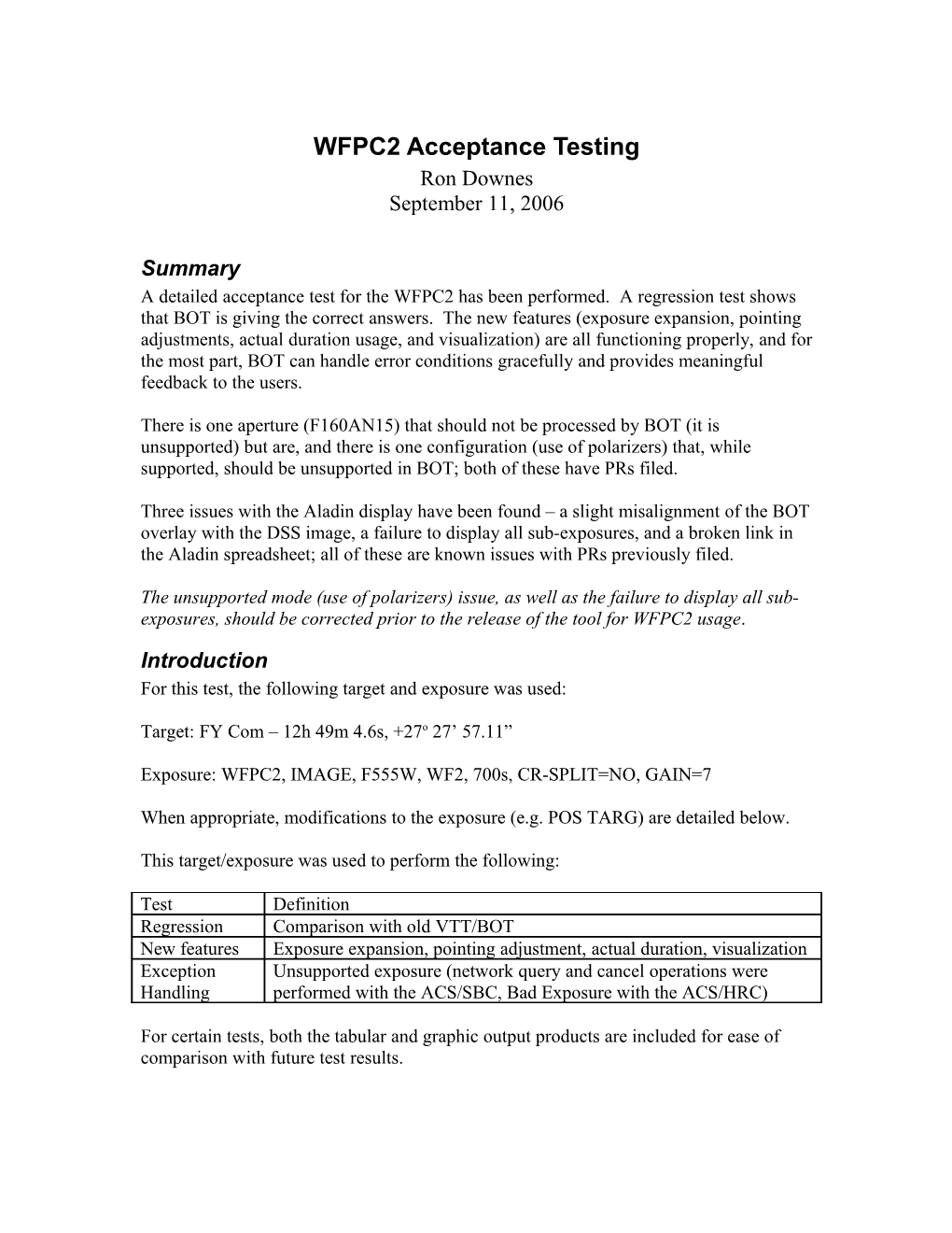 SBC Acceptance Testing