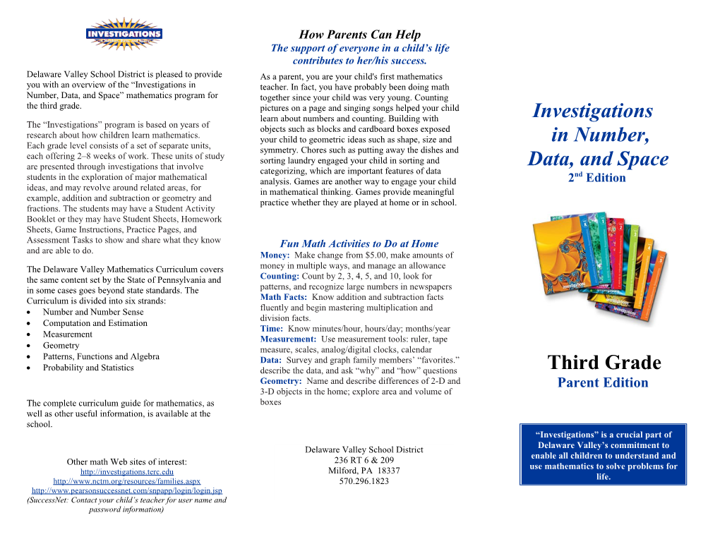 The Investigations Program Is Based on Years Of