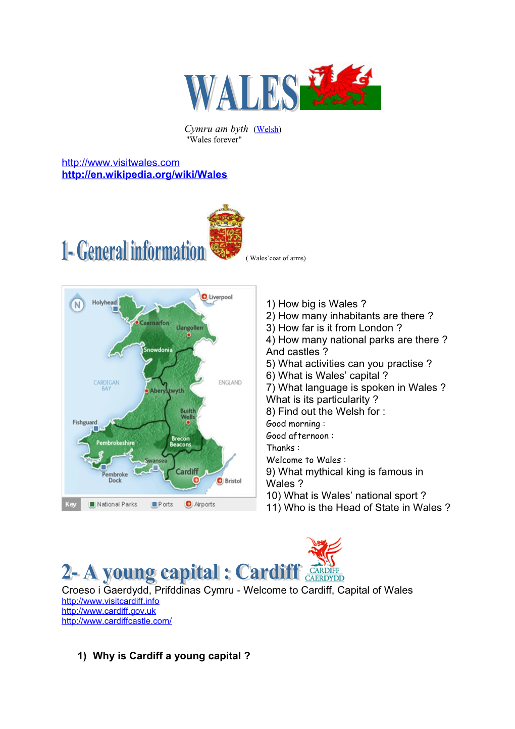 Croeso I Gaerdydd, Prifddinas Cymru - Welcome to Cardiff, Capital of Wales
