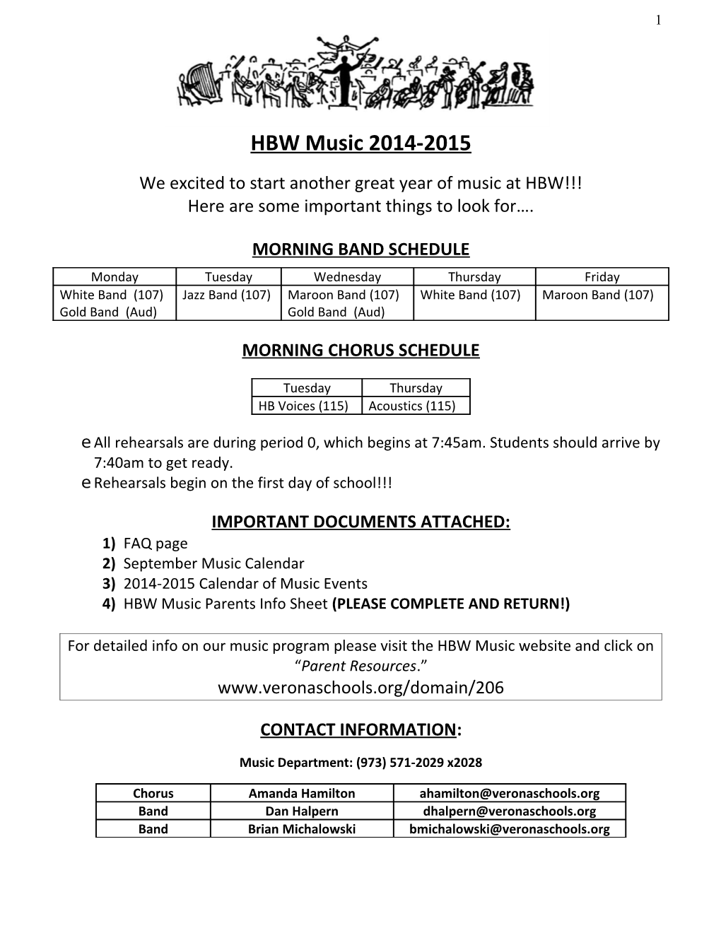 We Excited to Start Another Great Year of Music at HBW