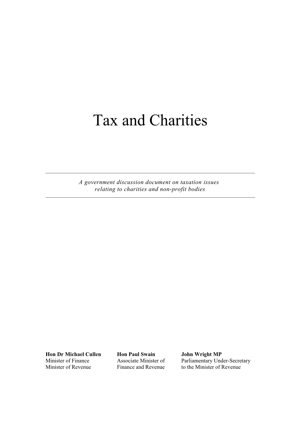 Tax and Charities