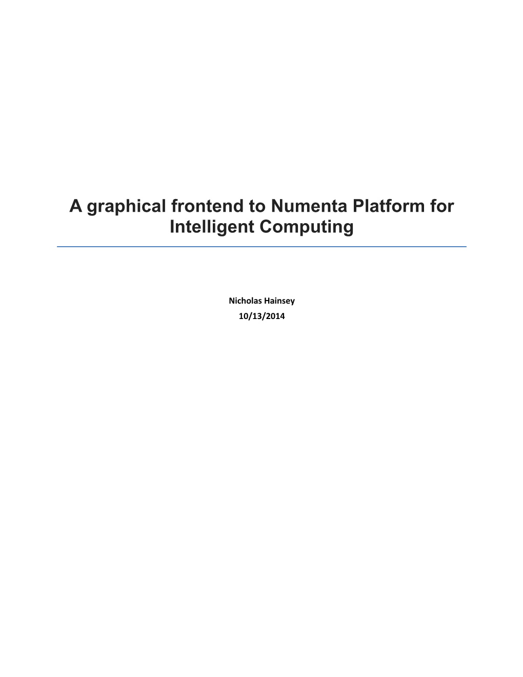 A Graphical Frontend to Numenta Platform for Intelligent Computing