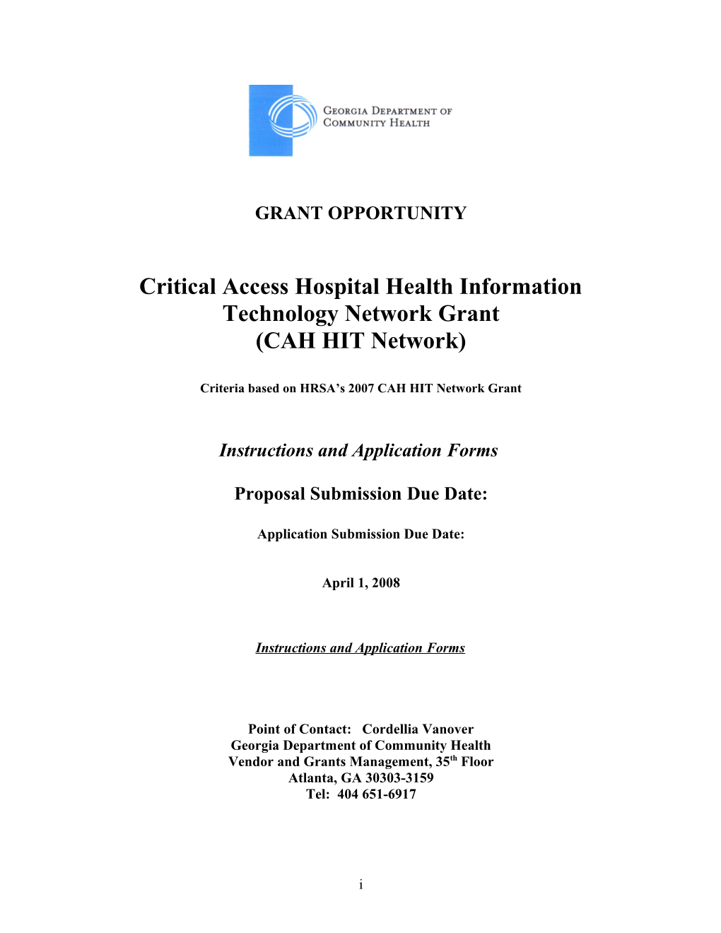 Critical Access Hospital Health Information Technology Network Grant