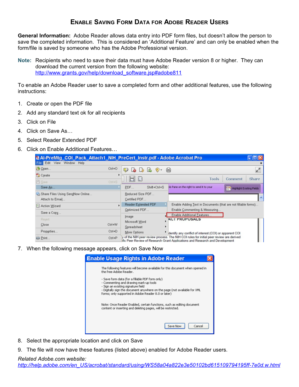 Enable Saving Form Data for Adobe Reader Users