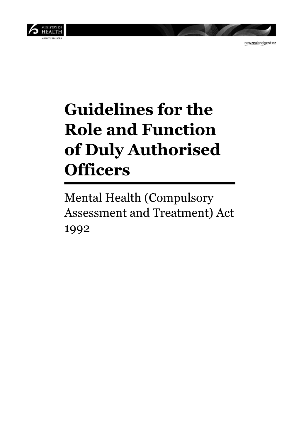 Guidelines for the Role and Function of Duly Authorised Officers