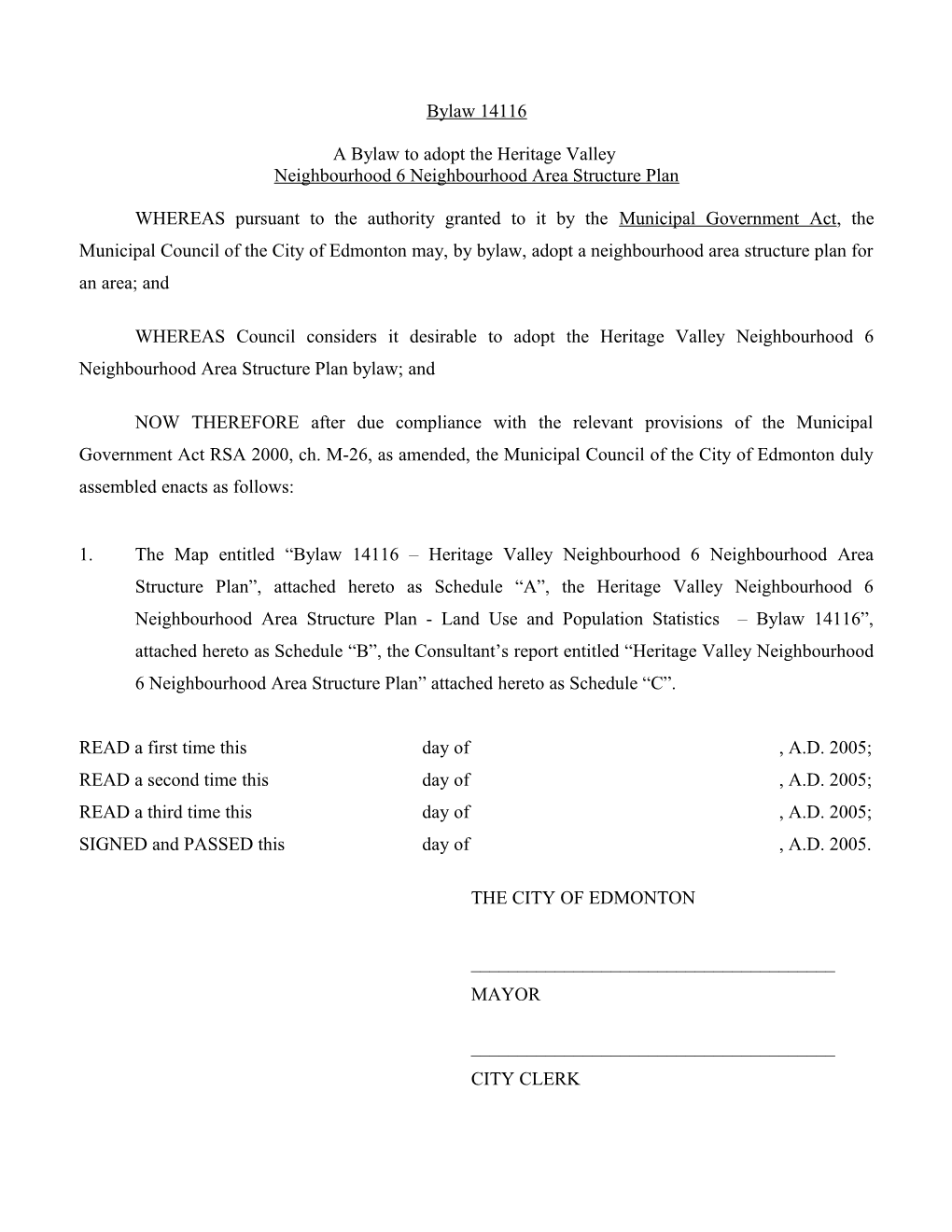 Report for City Council December 5, 2005 Meeting