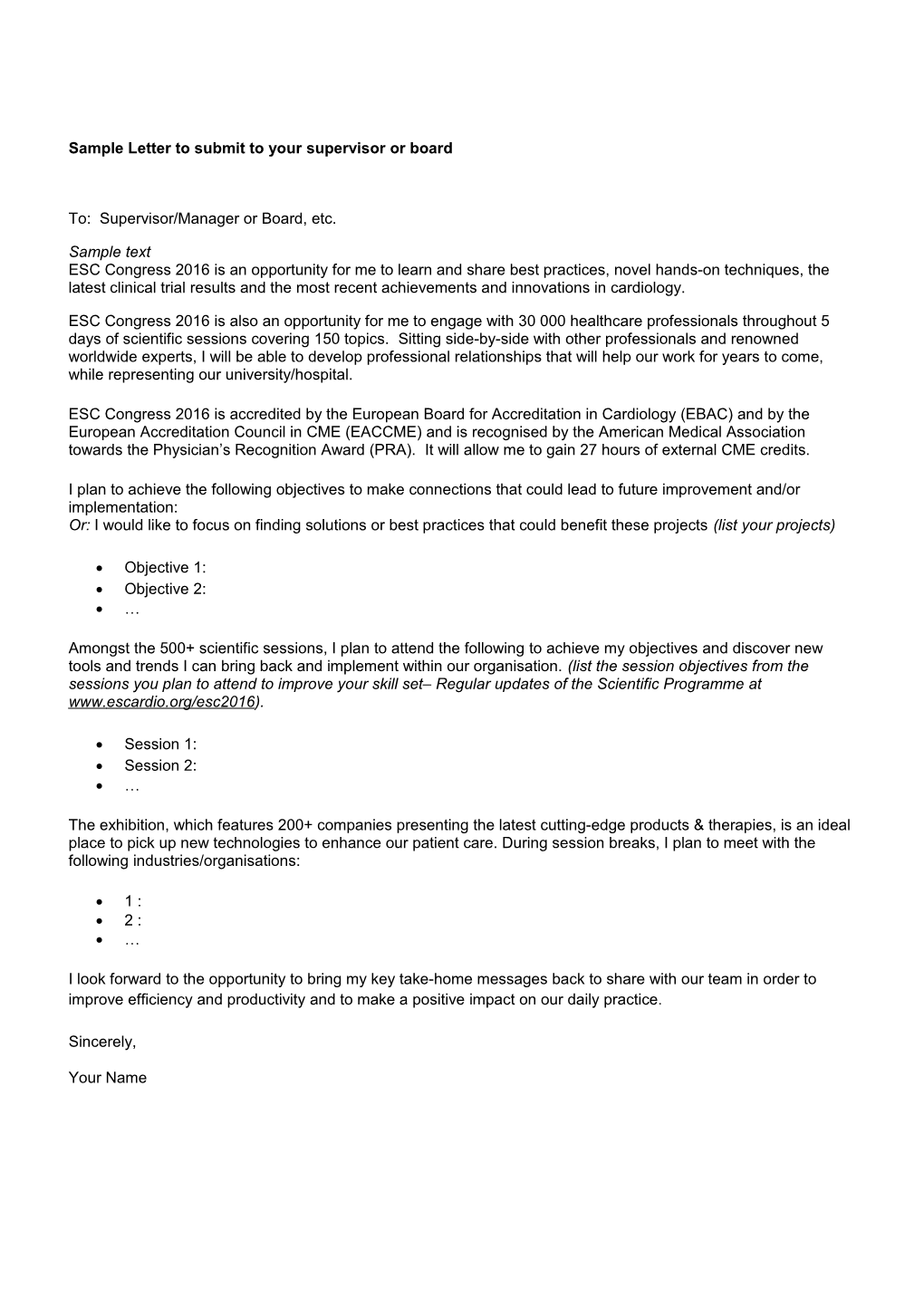 Sample-Letter How to Get the Support You Need