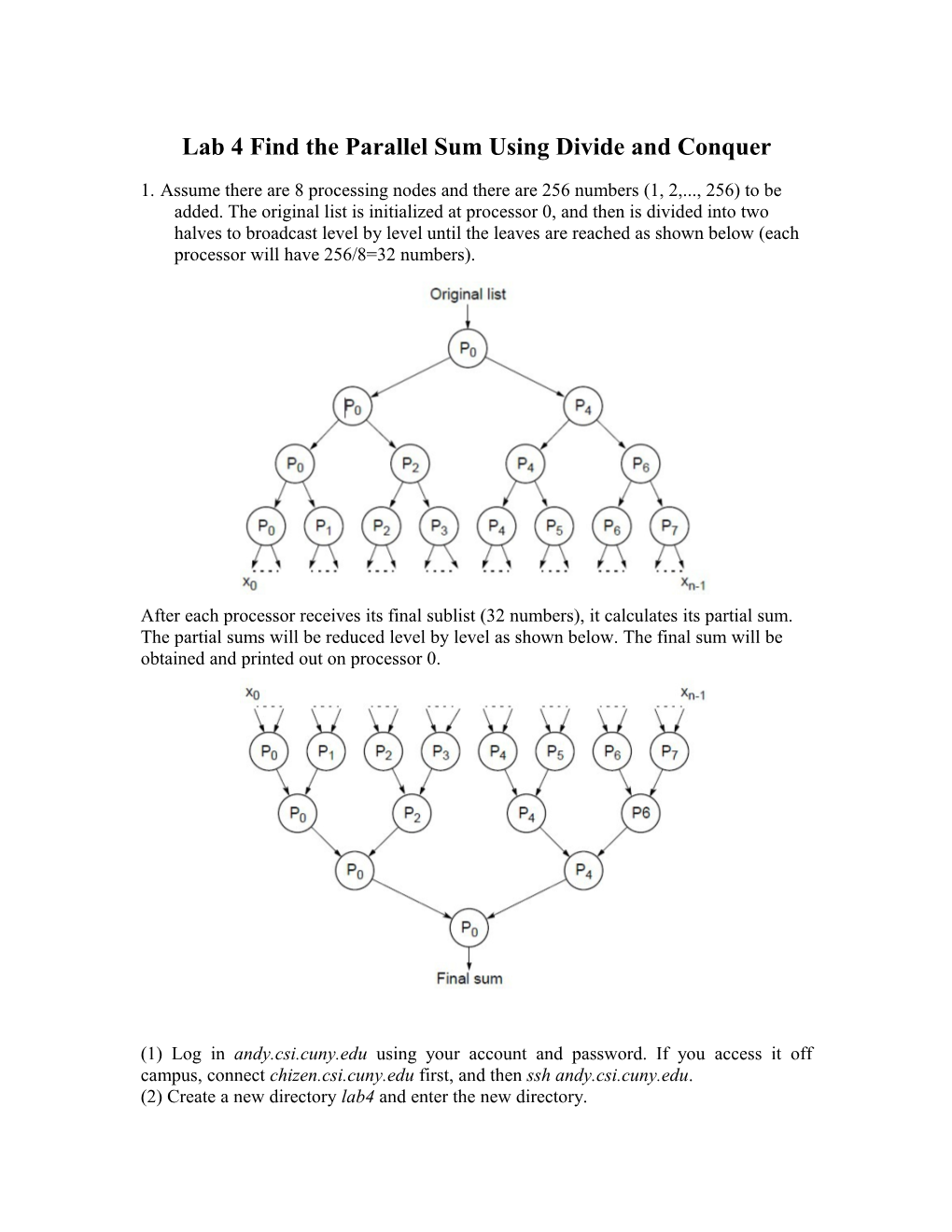 Lab 4 Find the Parallel Sum Using Divide and Conquer