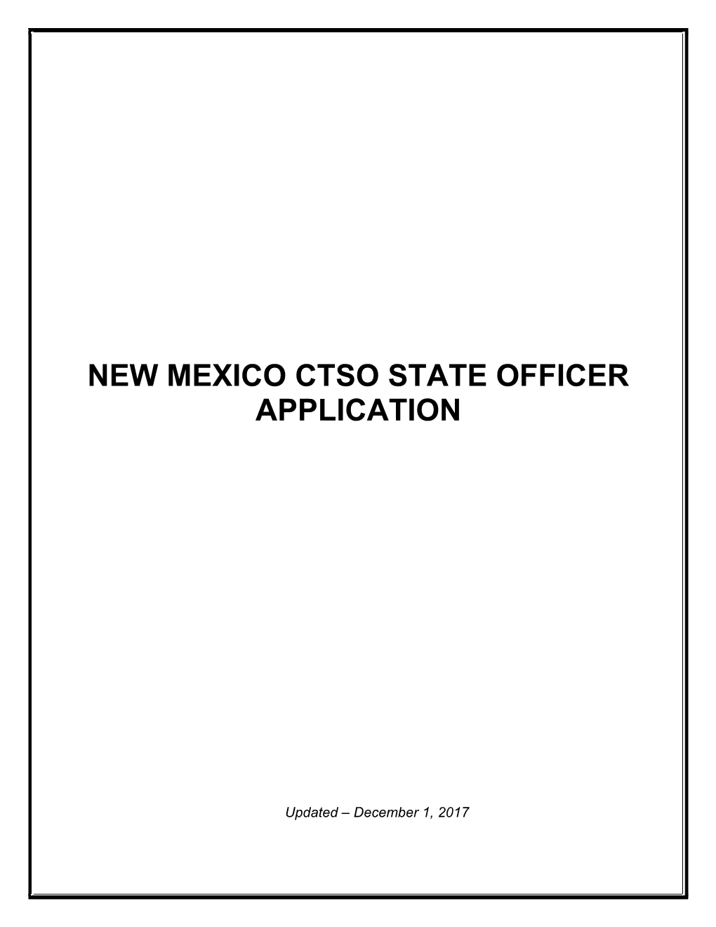 New Mexico Ctso State Officer Application