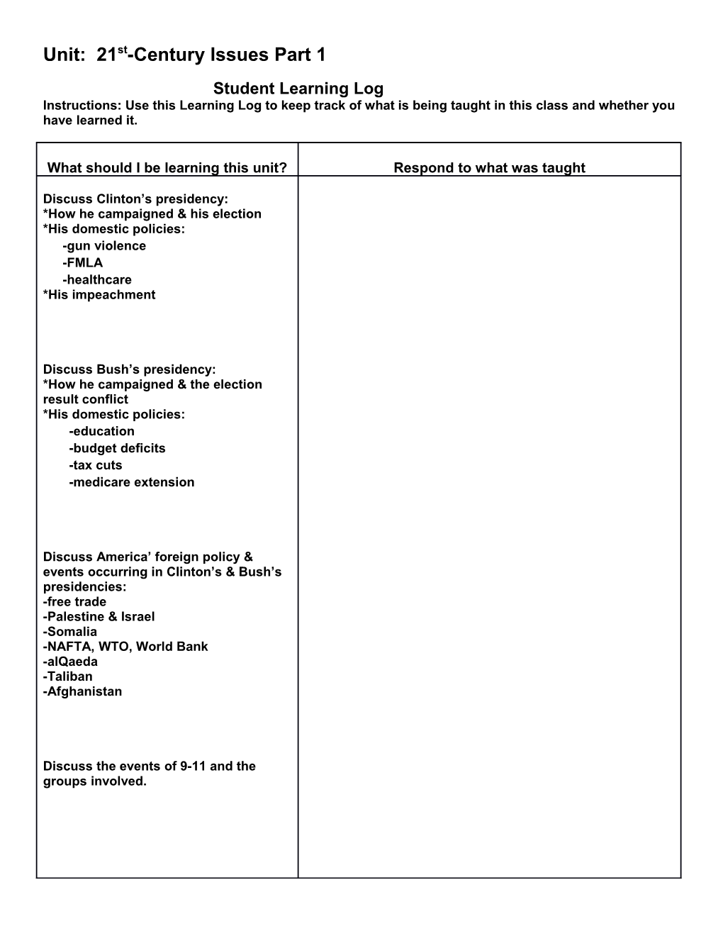 Unit: 21St-Century Issues Part 1