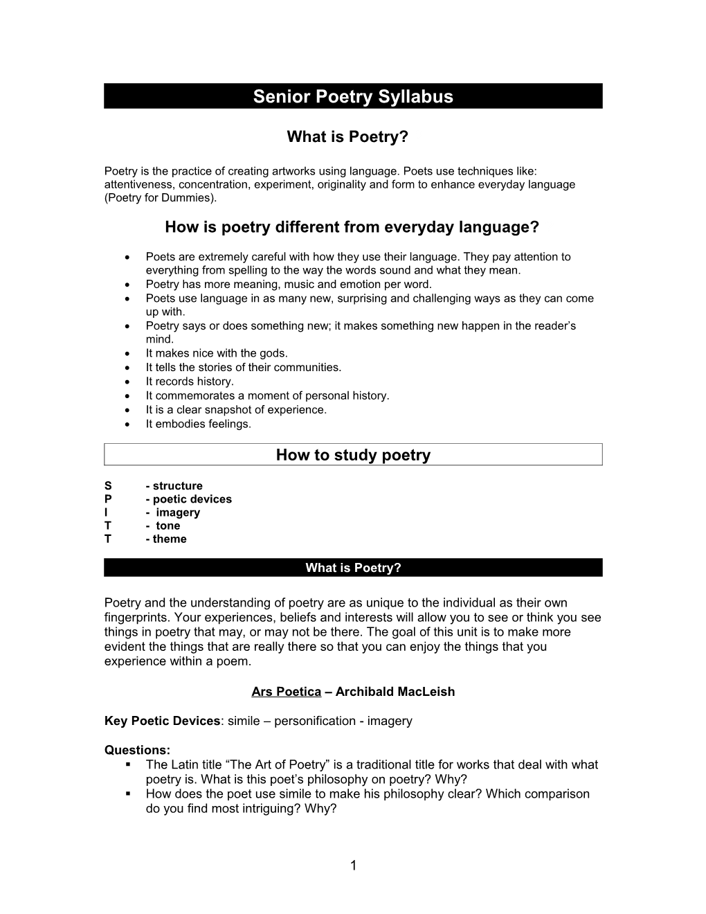 Poetry Study Guide s1