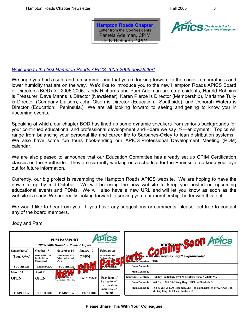 Hampton Roads Fall 2004 APICS Newsletter