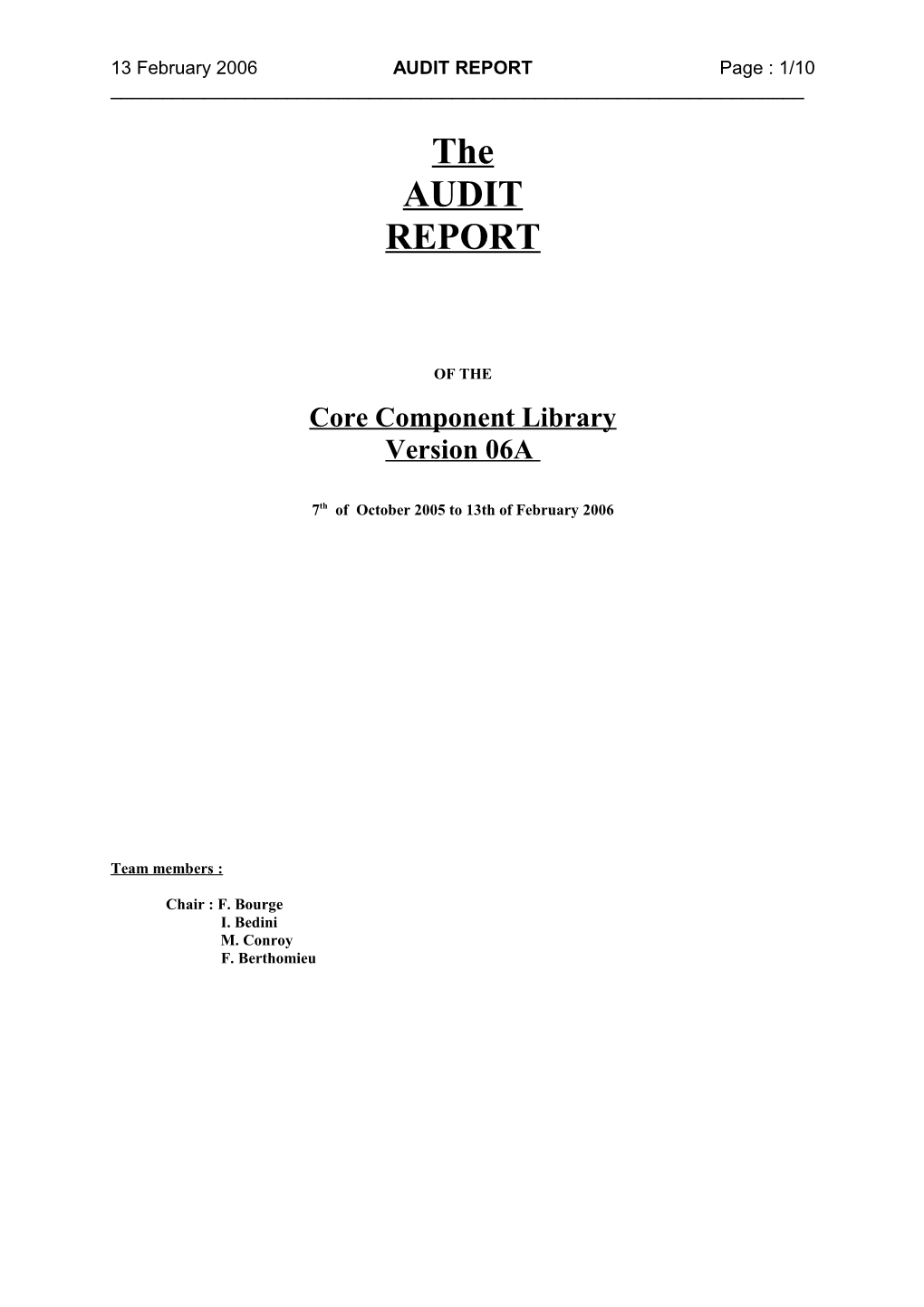 13 February 2006 AUDIT REPORT Page : 9/10