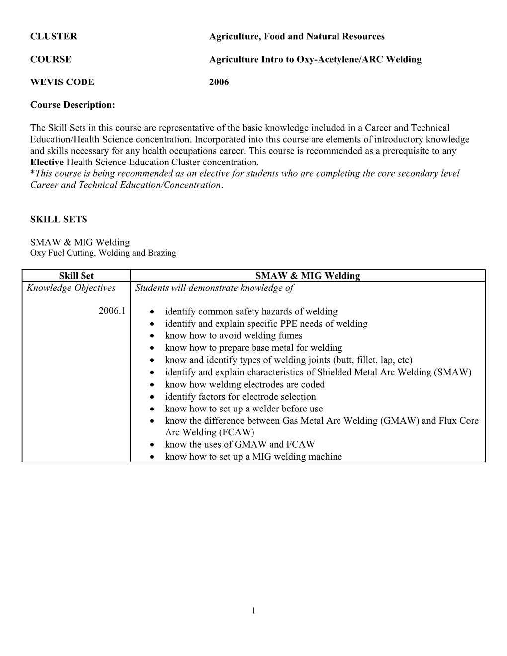 CLUSTER Agriculture, Food and Natural Resources s1