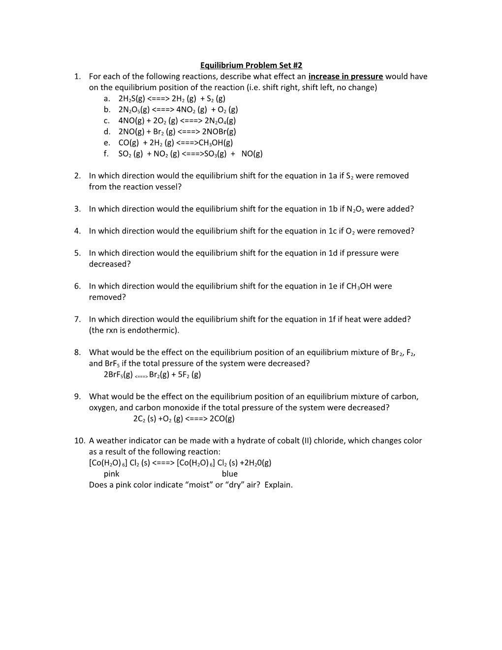 Equilibrium Practice Problems s2