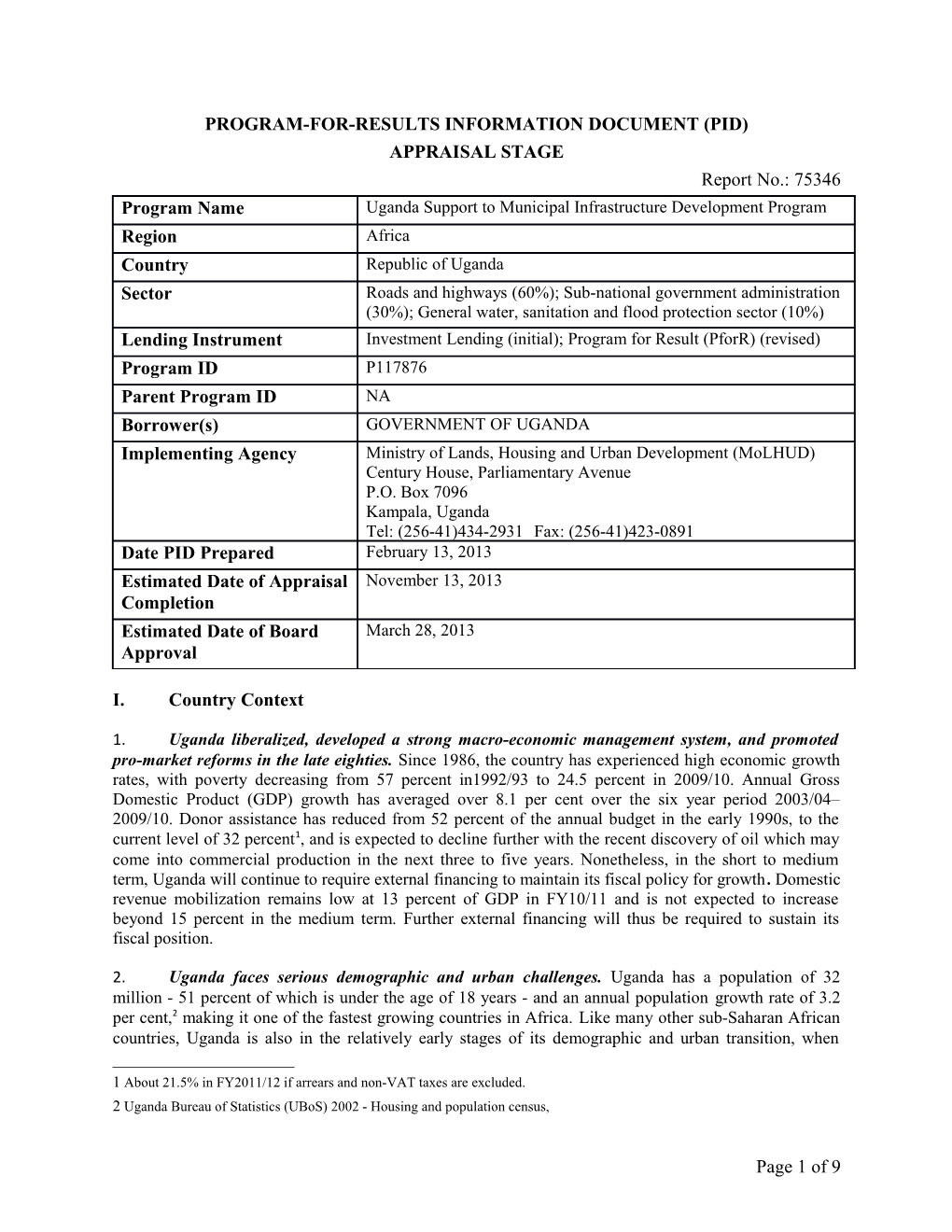 Project Information Document (Pid) s67