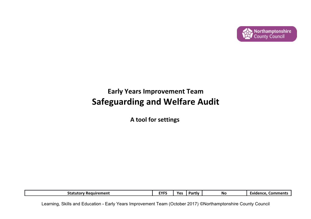 Safeguarding Welfare Requirement Audit