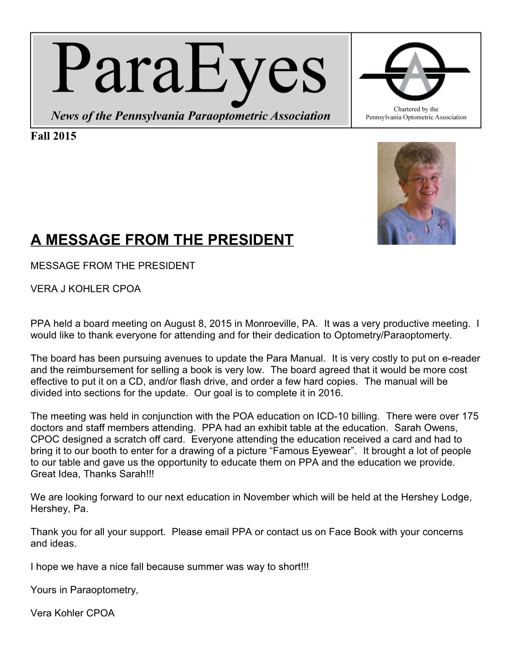 Paraeyes Page 1 Fall 2015