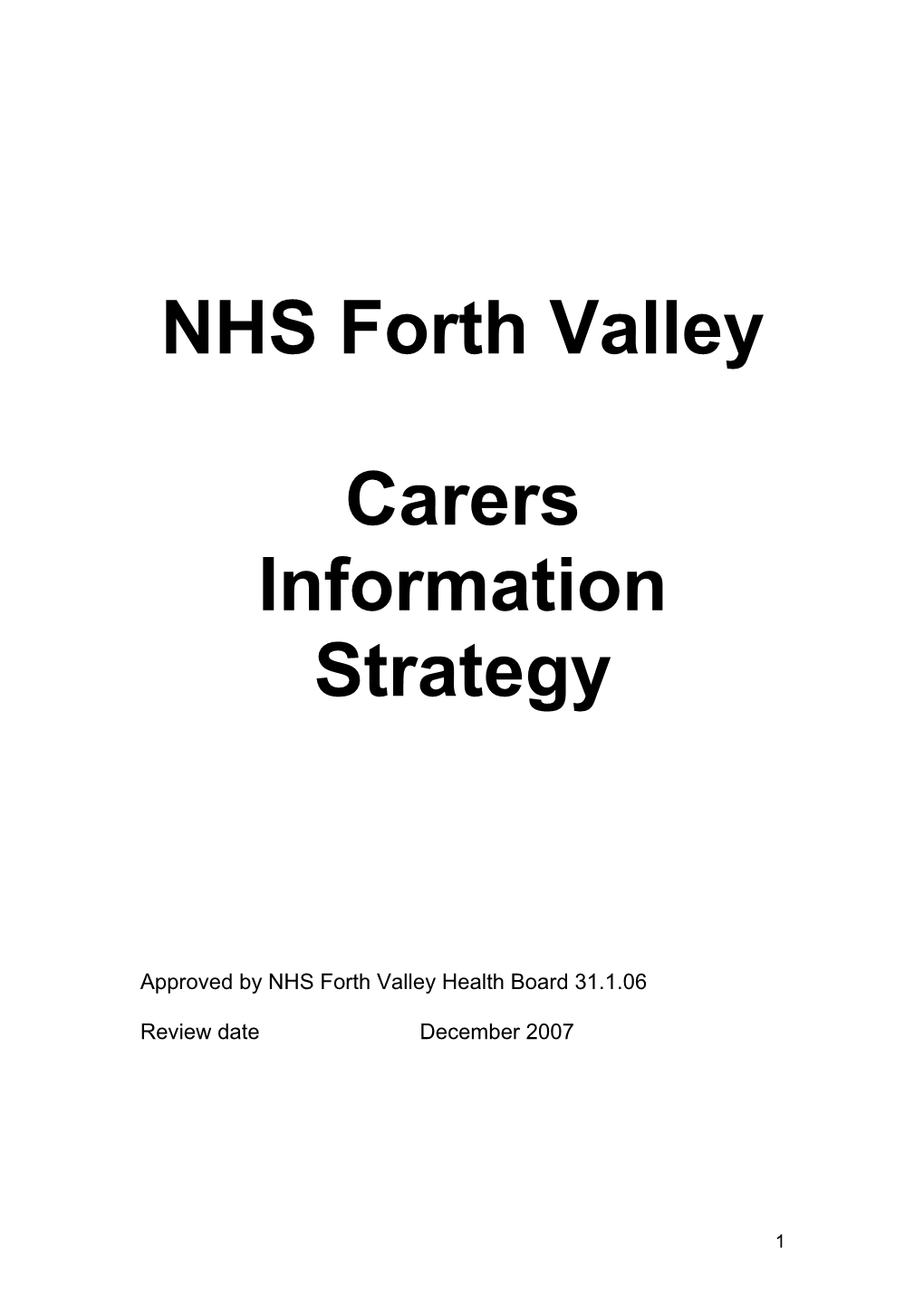 Carers Information Strategy
