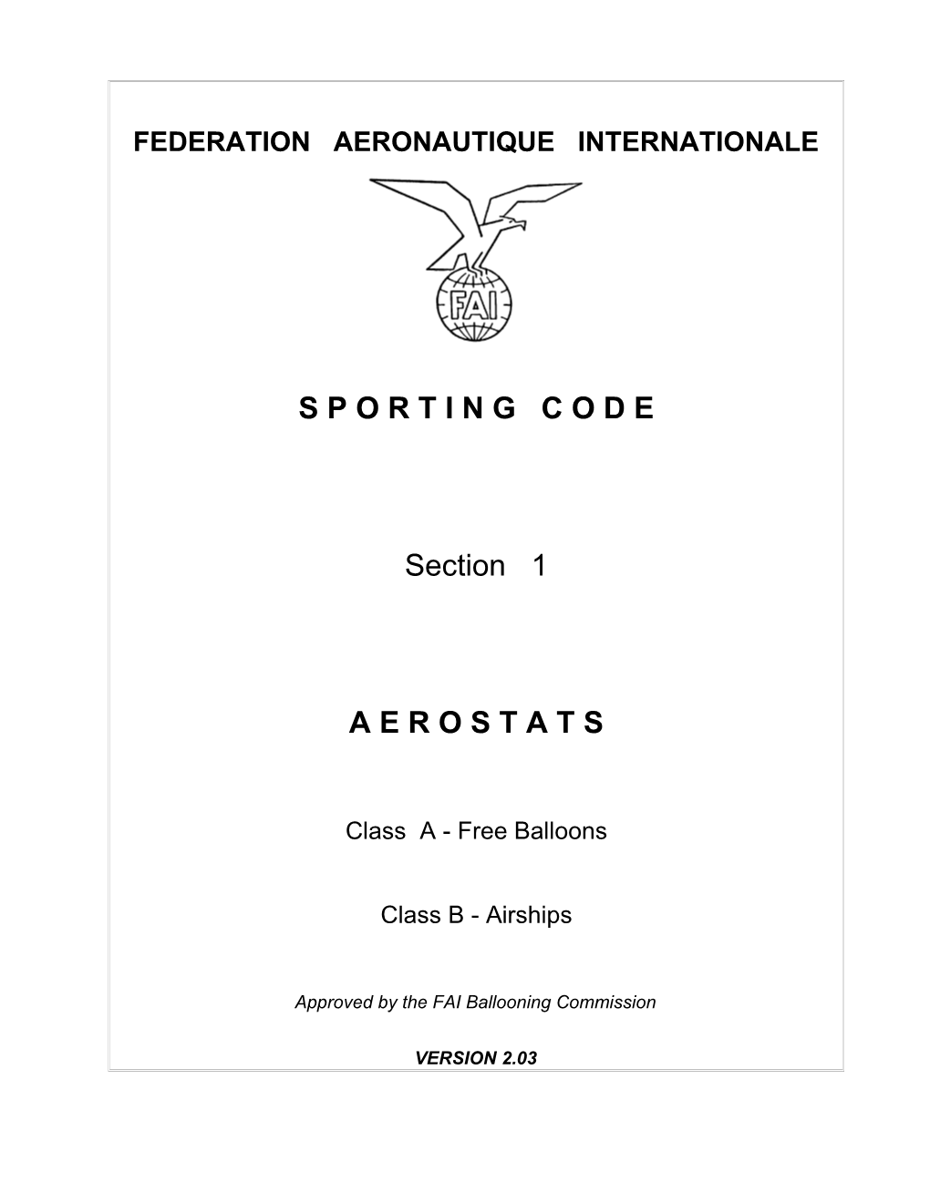 Federation Aeronautique Internationale s1