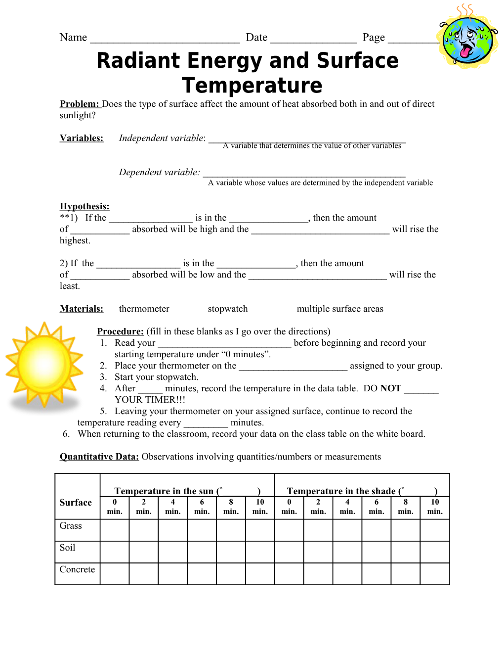 Radiant Energy and Surface Temperature