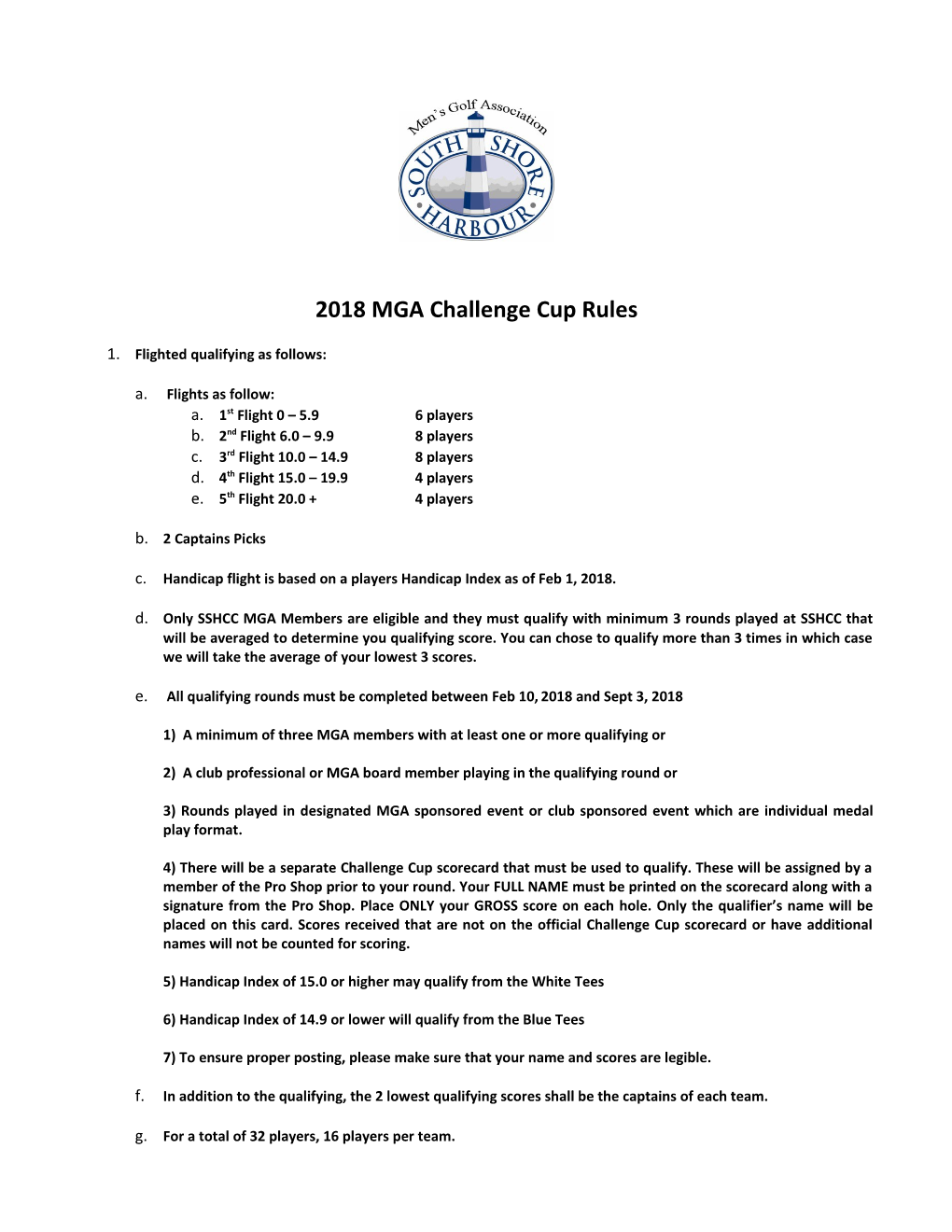 MGA Challenge Cup 2012 Rules