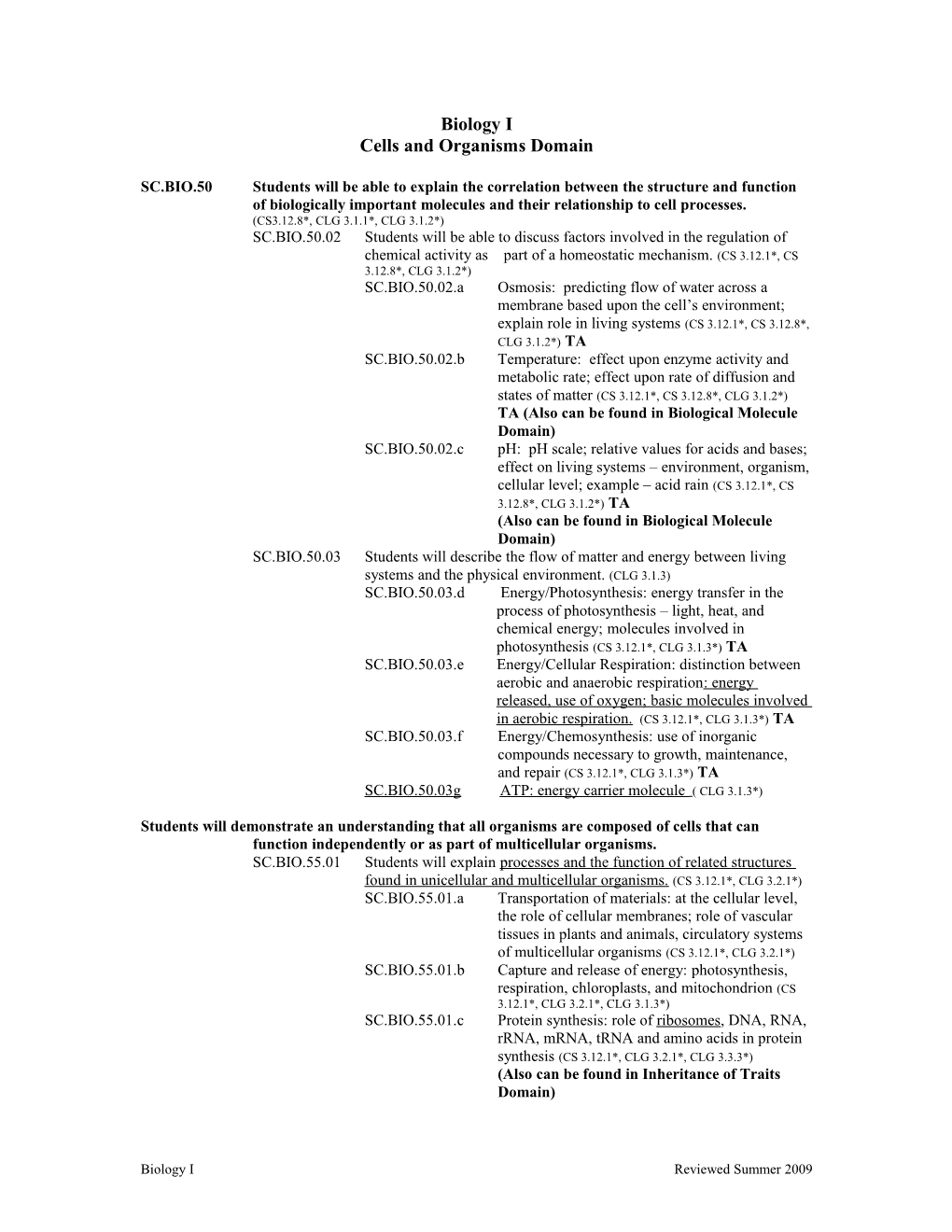 Cells and Cell Processes Domain