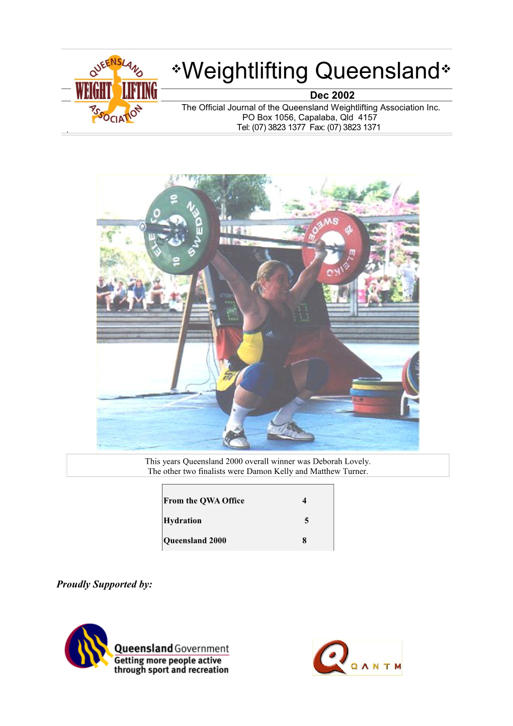 Queensland Weightlifting Association Newsletter