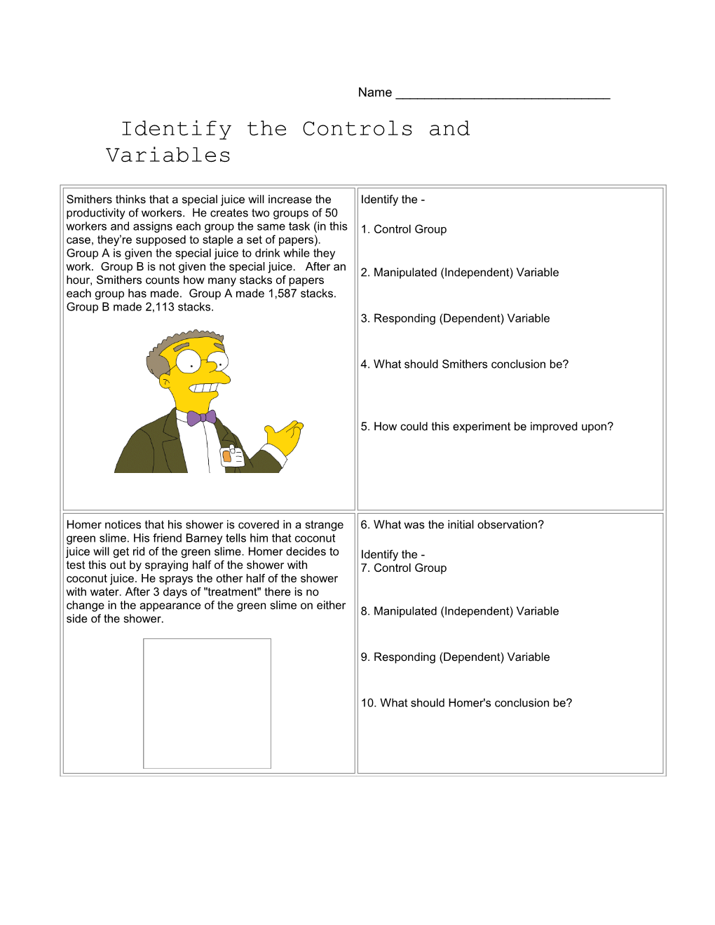 Controls and Variables