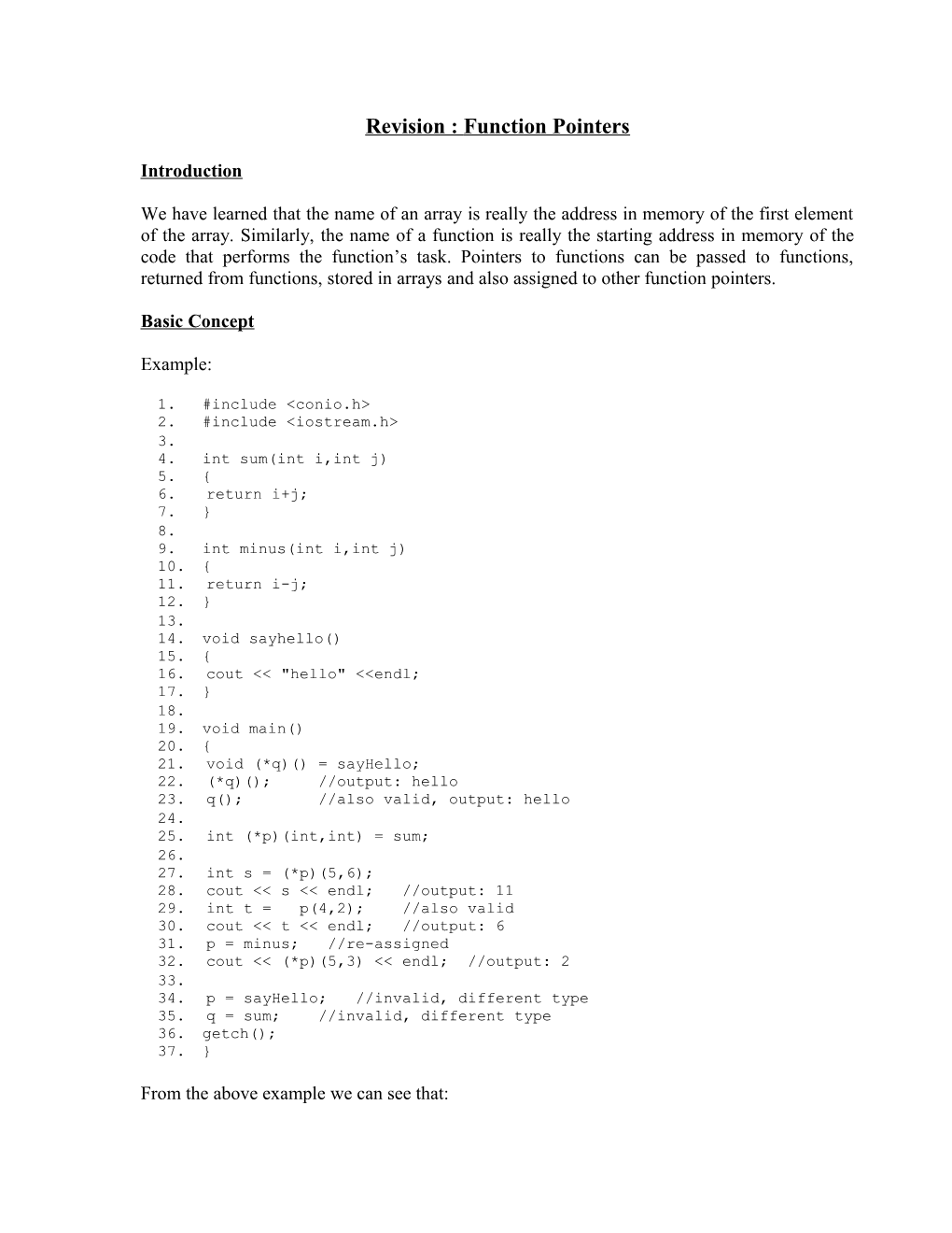 Revision on Pointers