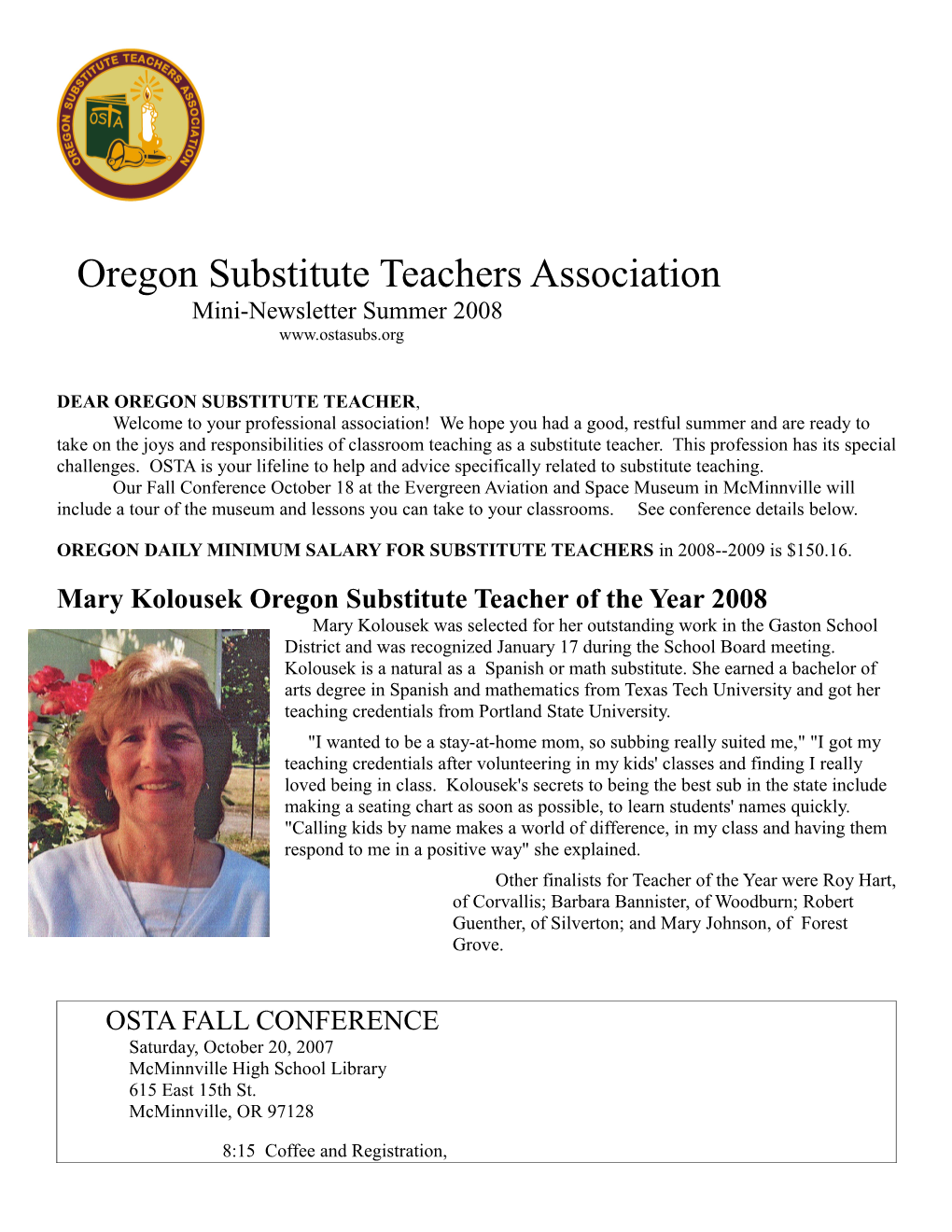 Oregon Substitute Teachers Association s1