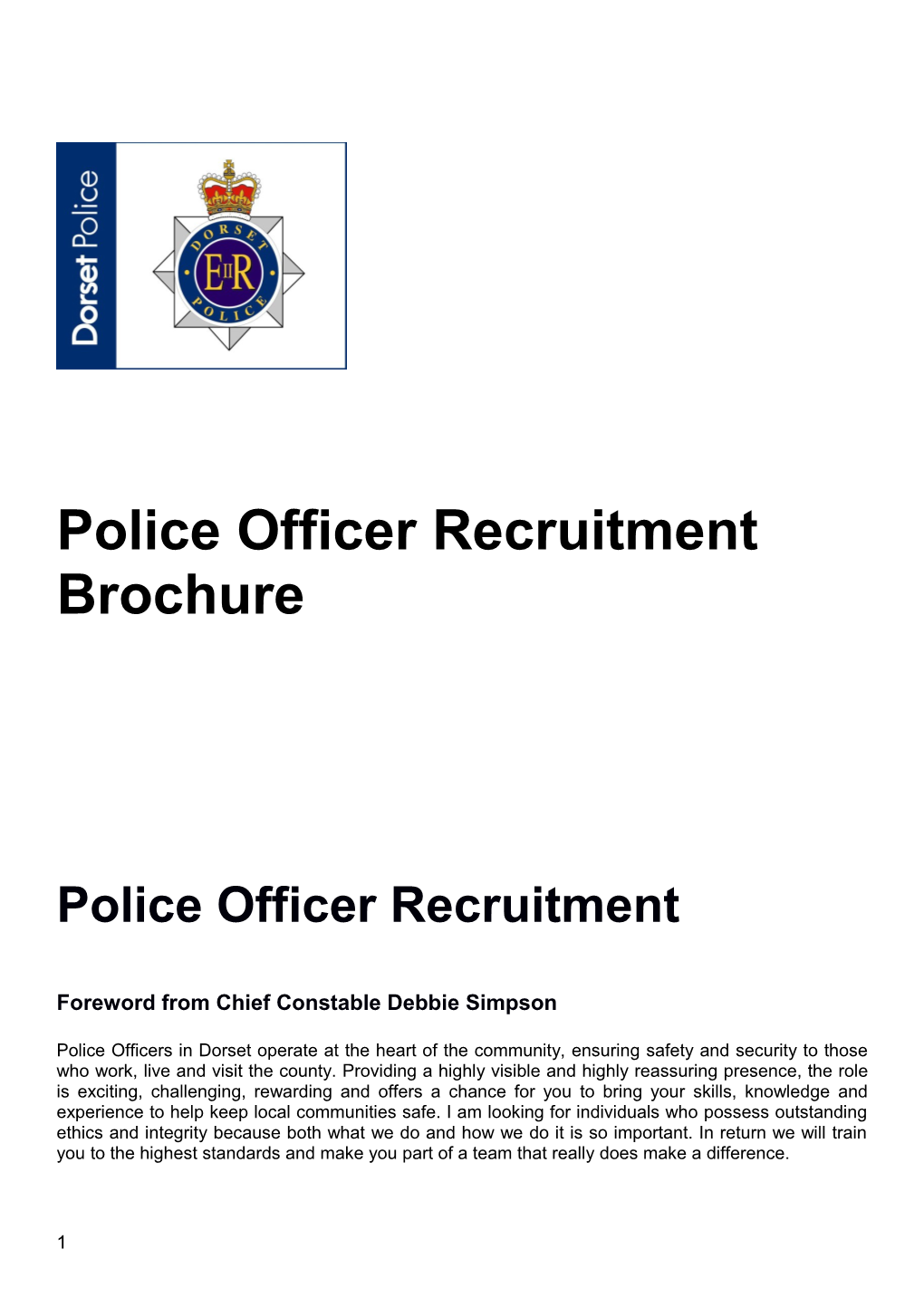 Foreword from Chief Constable Debbie Simpson