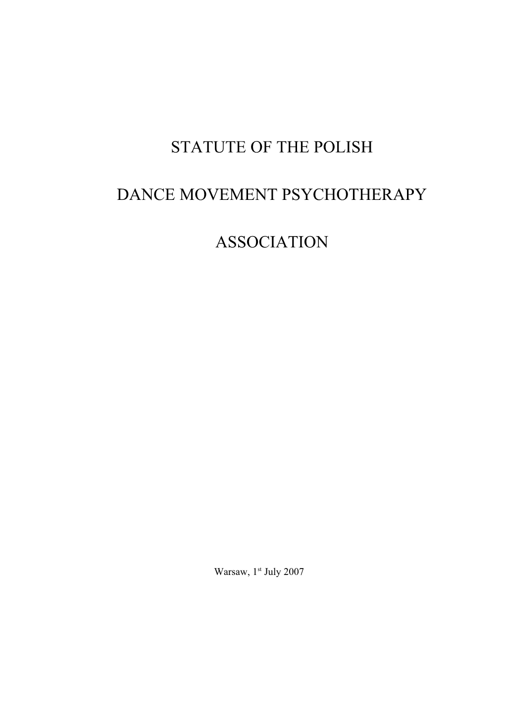 Statut Polskiego Stowarzyszenia Psychoterapii