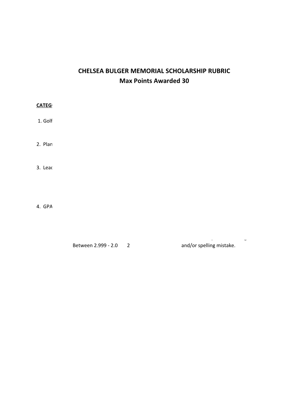 Chelsea Bulger Memorial Scholarship