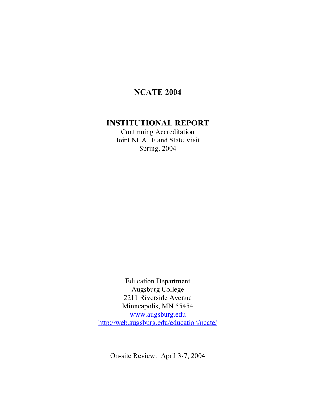 Institutional Report