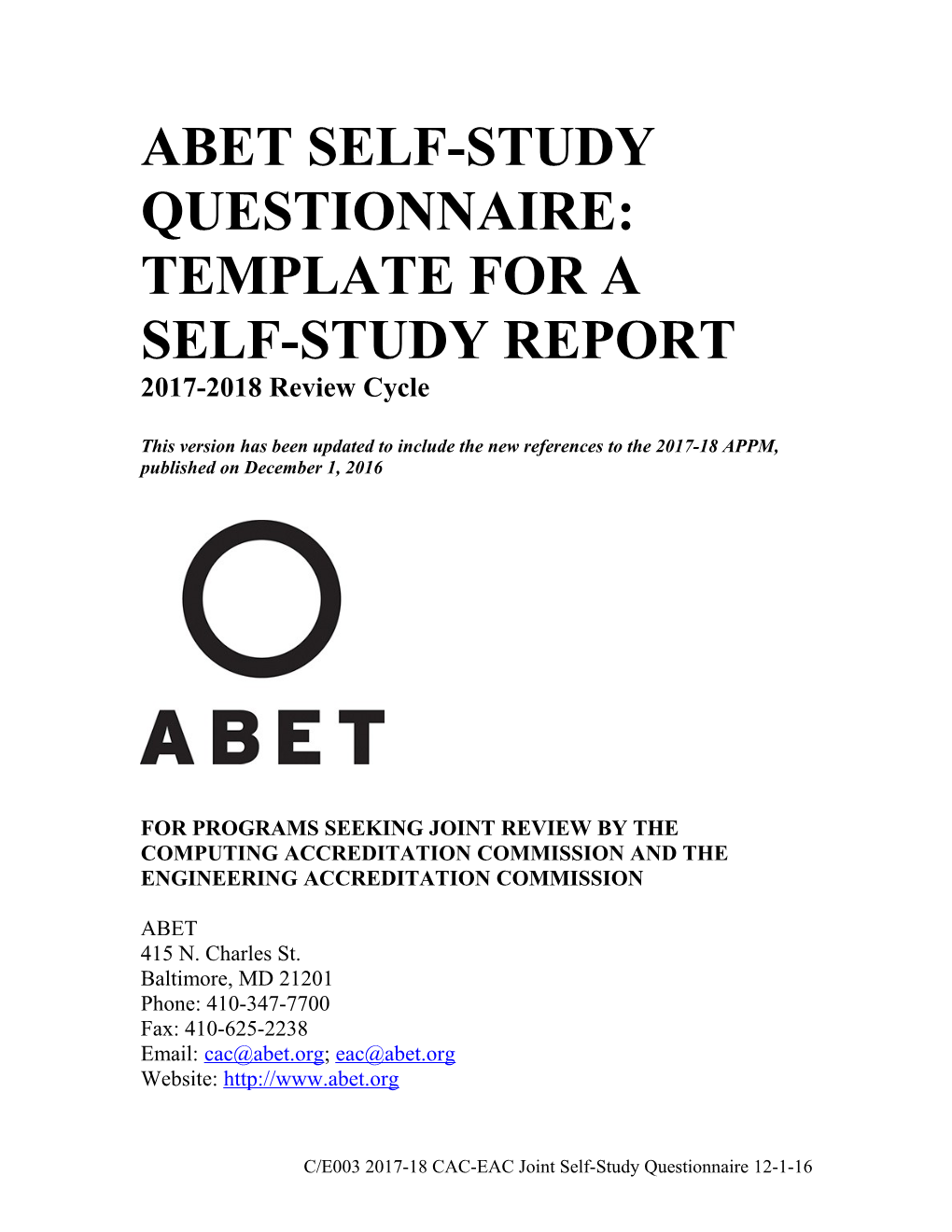 Template for a Self-Study Report