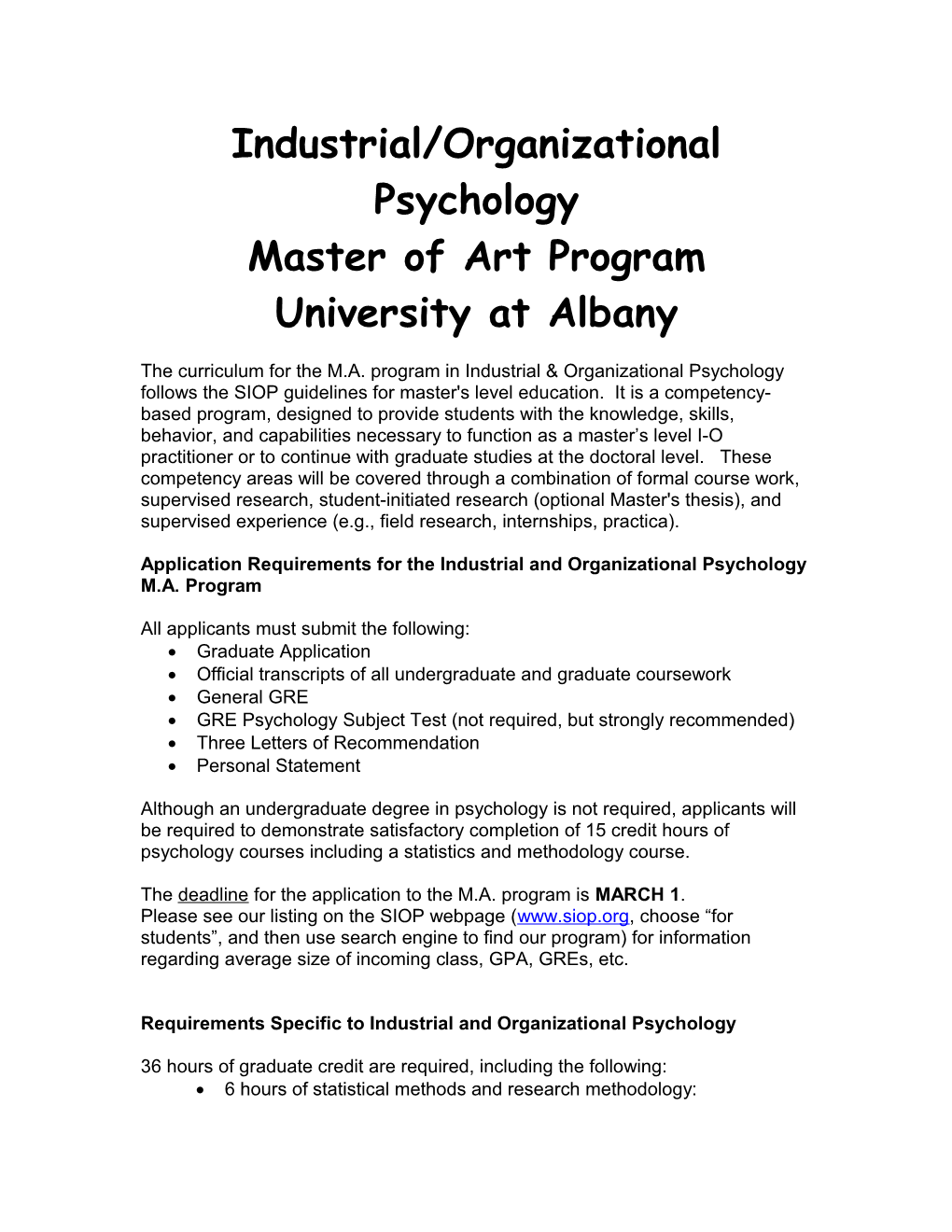 Requirements Specific to Industrial and Organizational Psychology s1