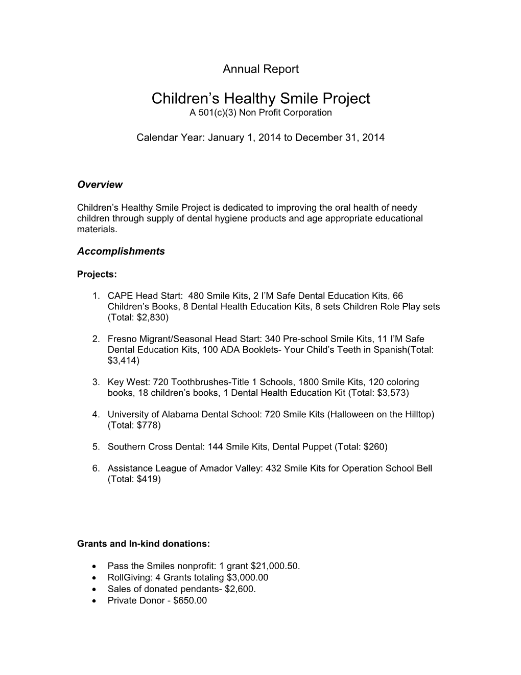 Children S Healthy Smile Project