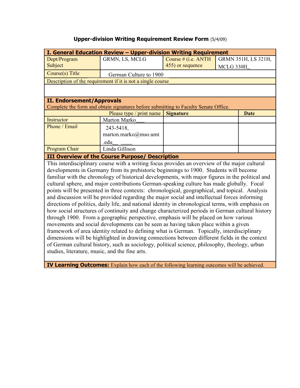 Upper-Division Writing Requirement Review Form (5/4/09)