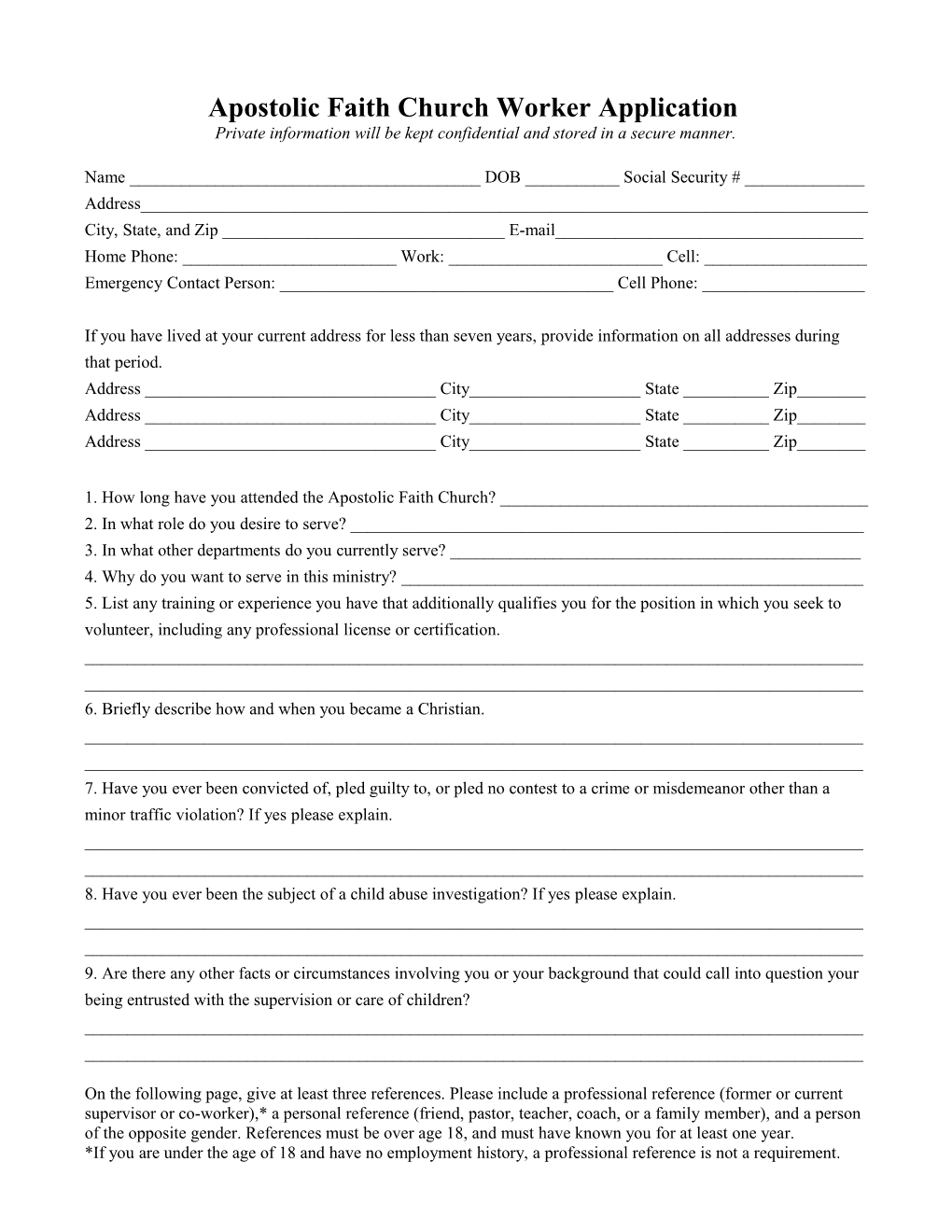 Youth Activity Permission Form