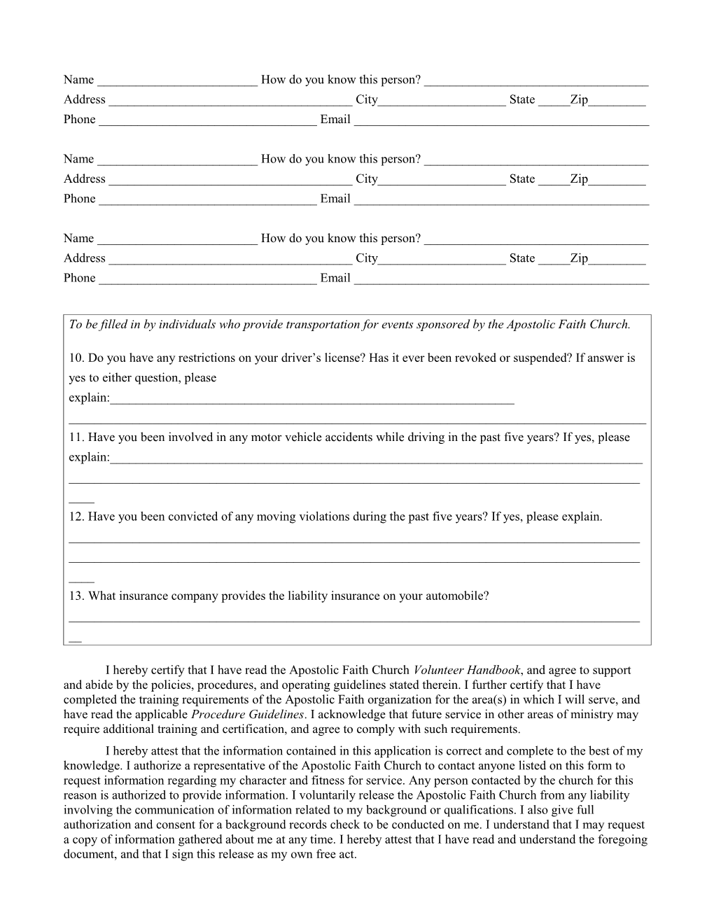 Youth Activity Permission Form
