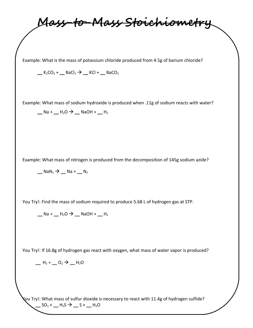 Example: What Is the Mass of Potassium Chloride Produced from 4.5G of Barium Chloride?