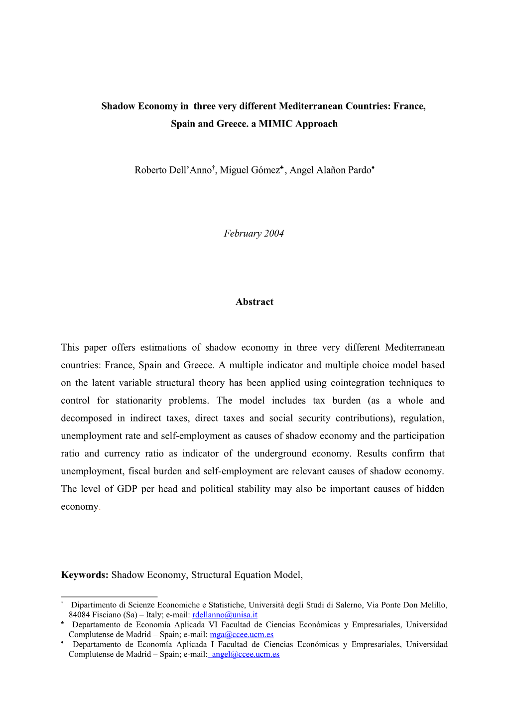 Shadow Economy in Mediterranean Countries